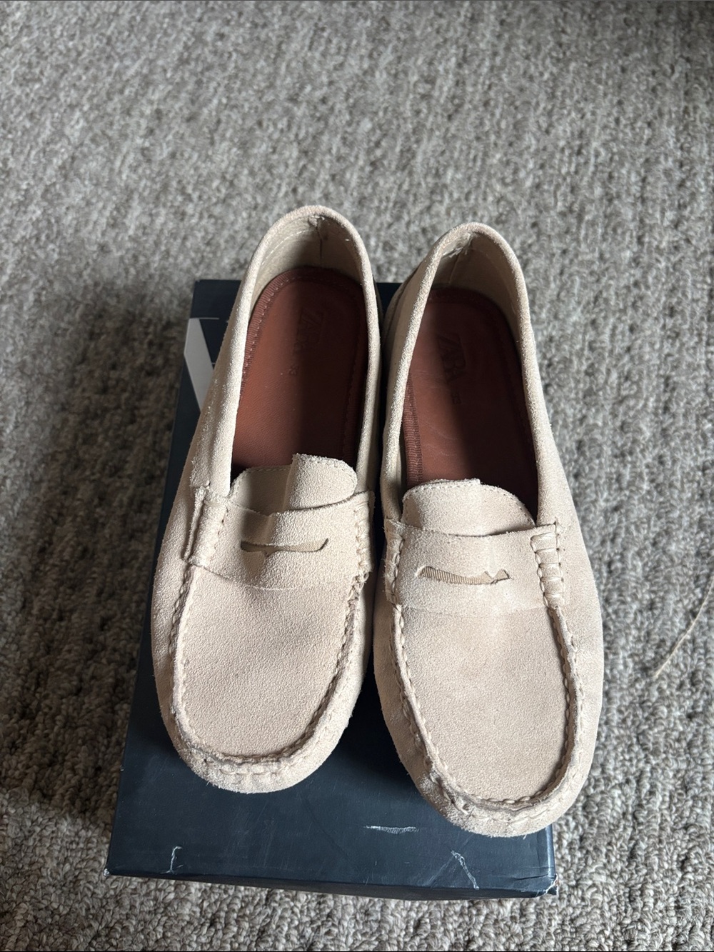 Zara kids leather loafers sandy brown US 2